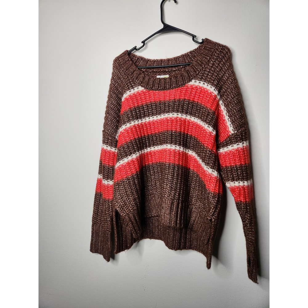 OFFLINE by Aerie Striped Knit Sweater Brown White‎ Oversized Pullover Small - Picture 2 of 8